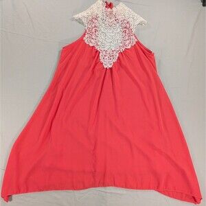 Coral Womens Crochet Tunic Dress Med Resort Cruise Beachy ViJo Couture Flaw